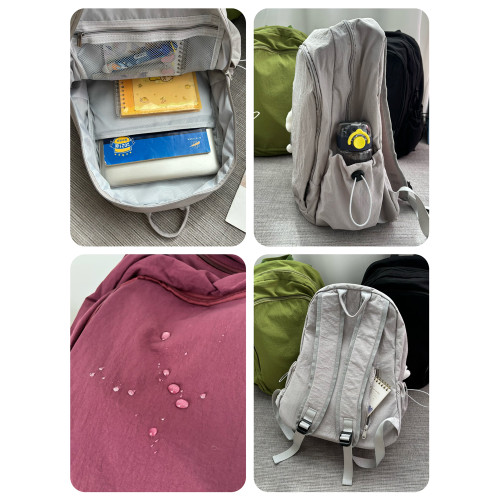 輕便大容量雙肩包ins風簡約日系純色學生書包防潑水登山旅遊後後背包