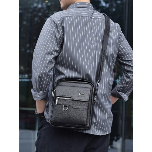 2026新款男士單肩包真皮斜後後背包頭層牛皮商務手提時尚掛包小後後背包男