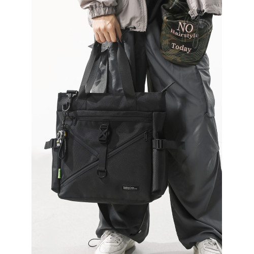 手提補課包男生潮牌大容量學生上課補習袋高中生手拎包單肩斜後後背包