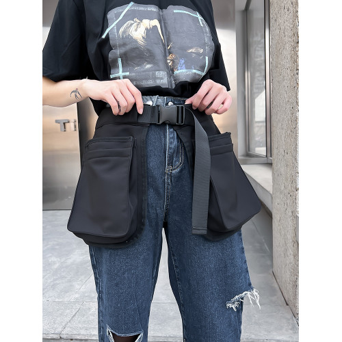 潮酷工裝多口袋實用腰包戶外騎行旅遊輕便貼身腰封圍裙包工具包