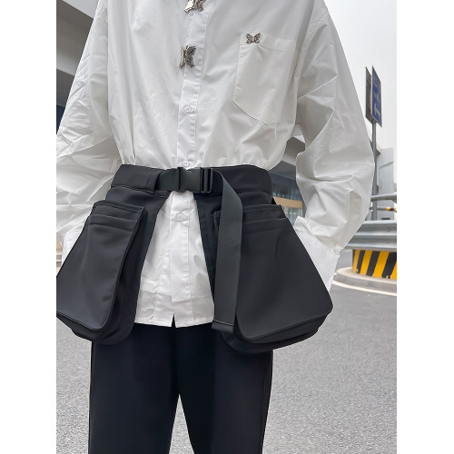 潮酷工裝多口袋實用腰包戶外騎行旅遊輕便貼身腰封圍裙包工具包