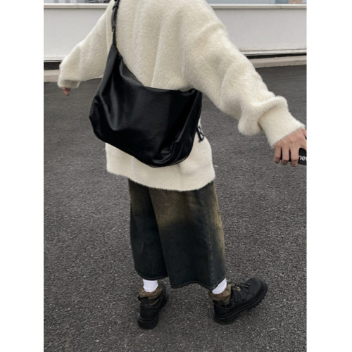 潮流簡約男生百搭通勤包皮質大容量托特包韓版軟皮斜後後背包大單肩包