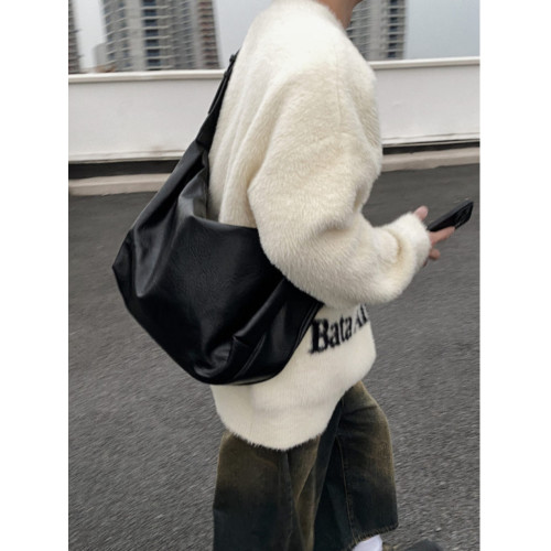 潮流簡約男生百搭通勤包皮質大容量托特包韓版軟皮斜後後背包大單肩包