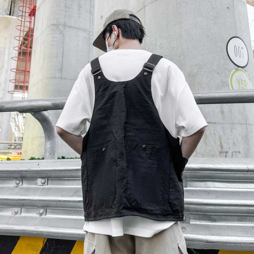 港風潮牌工裝兩用斜後後背包個性山系露營多口袋大容量可變後後背包馬甲