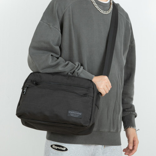 韓版休閒大容量帆布單肩包男士橫款郵差包時尚潮流多隔層女斜後後背包