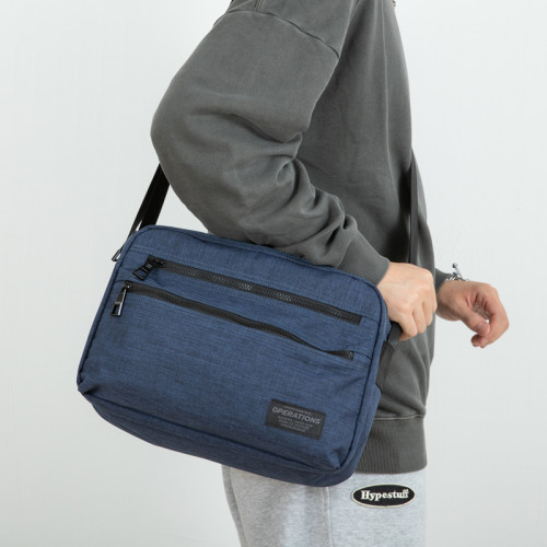 韓版休閒大容量帆布單肩包男士橫款郵差包時尚潮流多隔層女斜後後背包