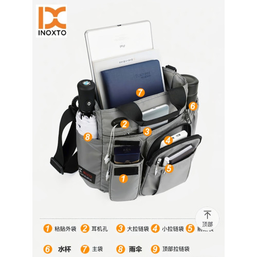 男休閒潮流多功能單肩包手提商務出差通勤斜背牛津布文件電腦包包