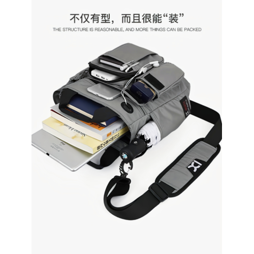 新男休閒潮流多功能單肩包手提商務出差通勤斜背牛津布文件電腦包