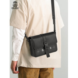 GUDI古笛單肩包包男真牛皮小衆設計感包休閒斜後後背包潮流質感小方包