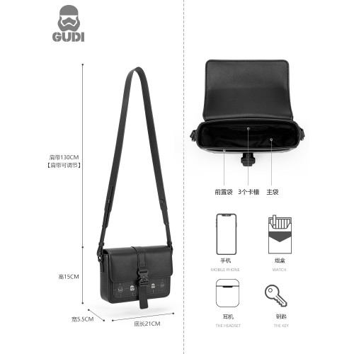 GUDI古笛單肩包包男真牛皮小衆設計感包休閒斜後後背包潮流質感小方包 GUDI古笛單肩包包男真牛皮小衆設計感包休閒斜後後背包潮流質感小方包