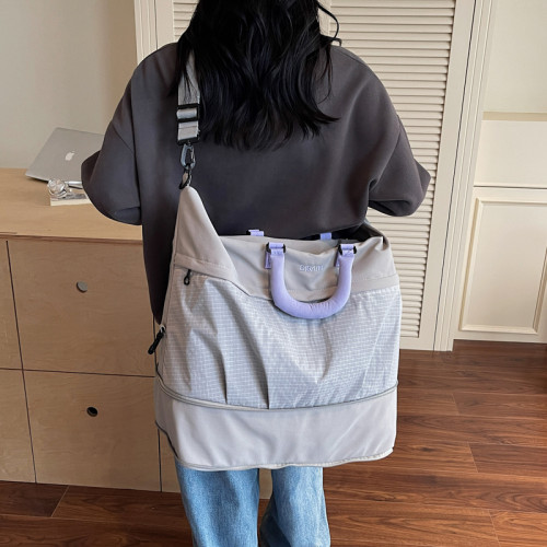 慵懶風輕便牛津布旅行大包出門套拉桿包健身可擴容乾濕分離行李包