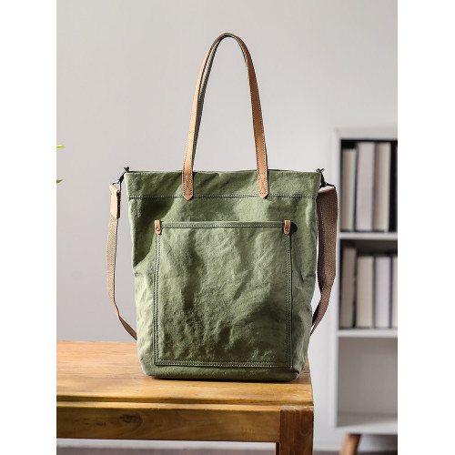 原創男士單肩包帆布配真皮大容量文藝斜後後背包通勤手提包休閒托特包