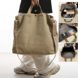 帆布包男包單肩斜後後背包大容量休閒學生上課書包手提包日系單肩後後背包