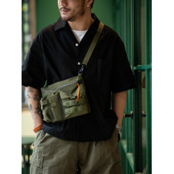 馬登工裝美式多口袋機能單肩郵差斜後後背包戶外山系腰包側肩男後後背包小