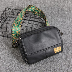 threebox青年斜後後背包個性男士皮質小挎包休閒復古單肩包時尚郵差包