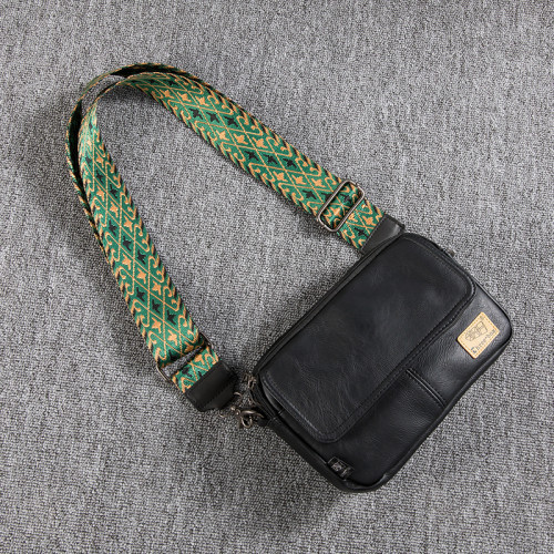 threebox青年斜後後背包個性男士皮質小挎包休閒復古單肩包時尚郵差包