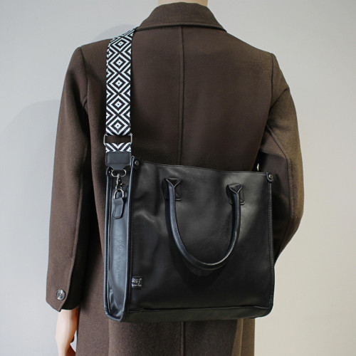 韓國ins風小衆潮牌男包皮質大包單肩斜後後背包街頭潮流通勤手提包女