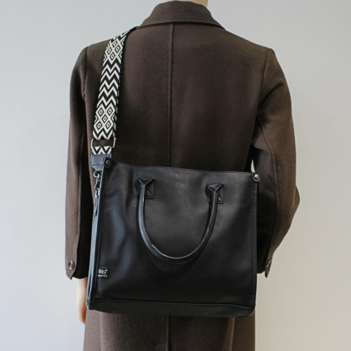 韓國ins風小衆潮牌男包皮質大包單肩斜後後背包街頭潮流通勤手提包女