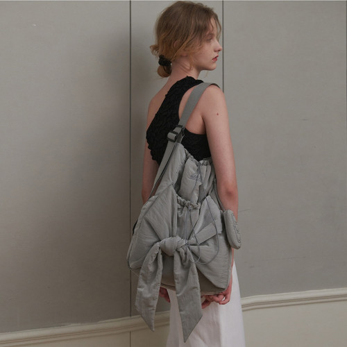 韓國設計師品牌 24冬季新款 系帶休閒隨意雙肩包單肩包兩用