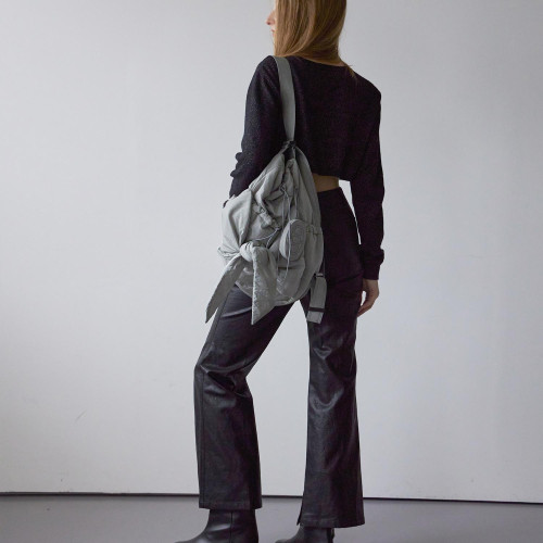 韓國設計師品牌 24冬季新款 系帶休閒隨意雙肩包單肩包兩用