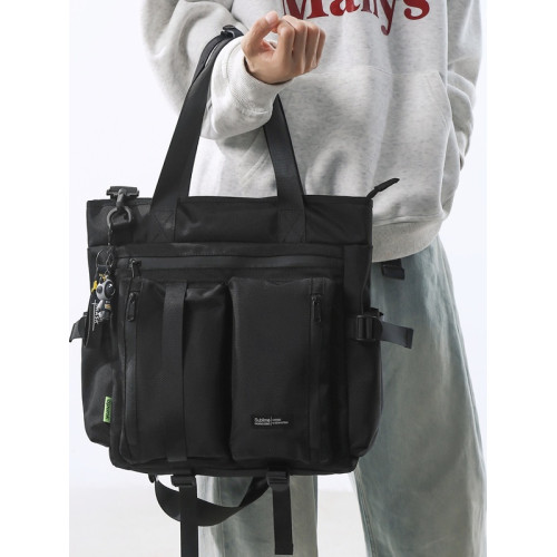 斜後後背包男生初中高中補課包手提手拎補習上課包工裝潮牌單肩後後背包男