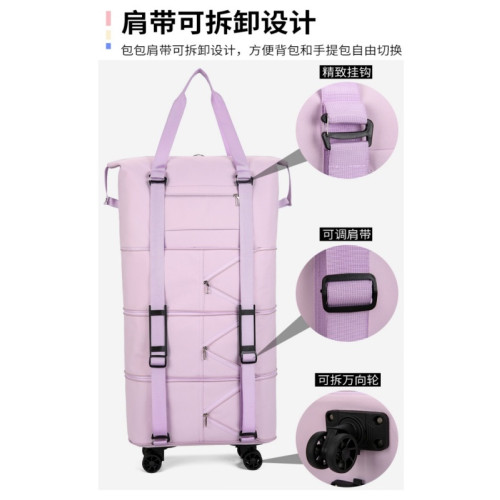 萬向輪雙肩背旅行包新款帶滑輪行李袋大容量學生背袋手提包登機包