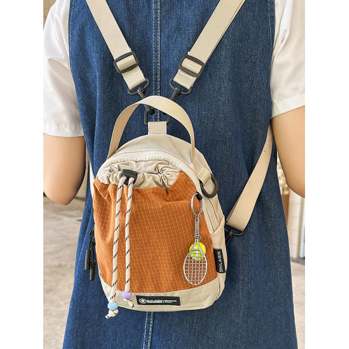 夏季尼龍撞色小挎包男女水壺包戶外運動前側口袋多功能斜背手機包