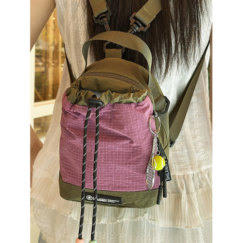 夏季尼龍撞色小挎包男女水壺包戶外運動前側口袋多功能斜背手機包