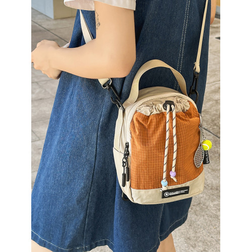 夏季尼龍撞色小挎包男女水壺包戶外運動前側口袋多功能斜背手機包