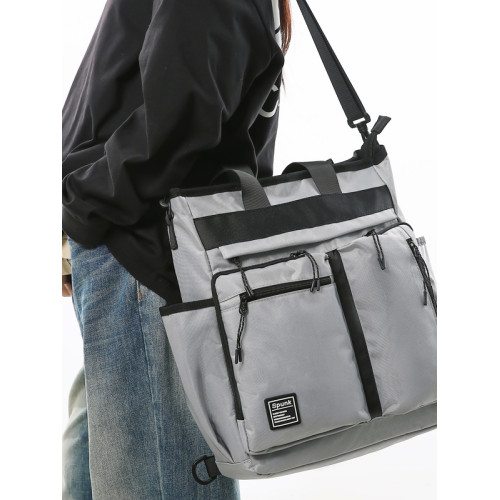 工裝潮牌手提包男生學生補課包手拎補習袋多用雙肩包大容量斜後後背包