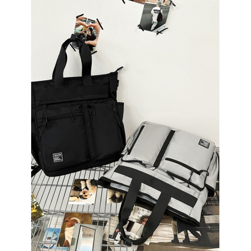 工裝潮牌手提包男生學生補課包手拎補習袋多用雙肩包大容量斜後後背包