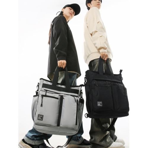 工裝潮牌手提包男生學生補課包手拎補習袋多用雙肩包大容量斜後後背包