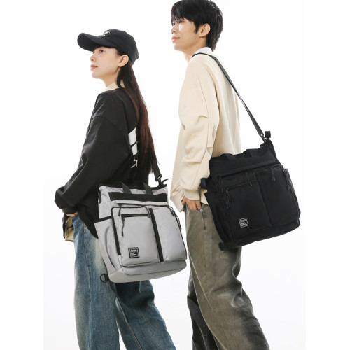 工裝潮牌手提包男生學生補課包手拎補習袋多用雙肩包大容量斜後後背包