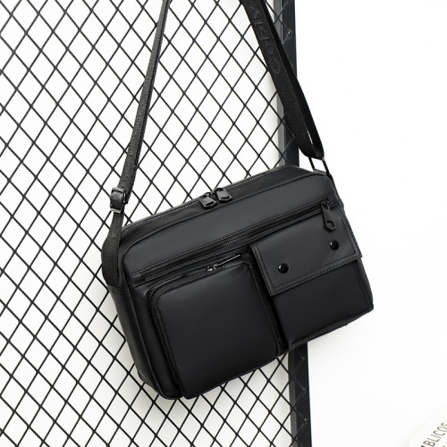 男士斜後後背包多層單肩包皮膜時尚通勤包多功能挎包男休閒輕便後後背包潮