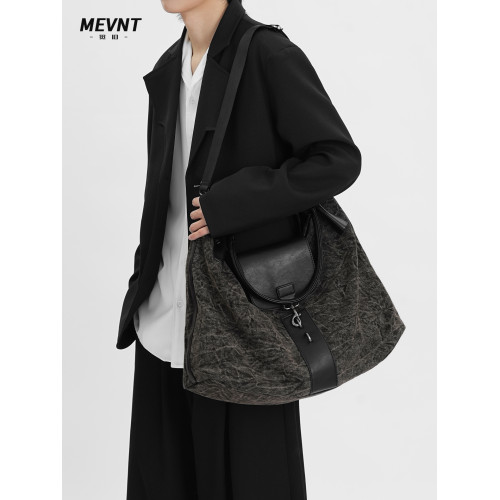 覔舊單肩斜後後背包男女生復古帆布托特包大容量手提後後背包男士通勤包包