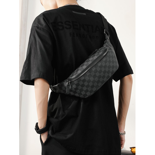 2026新款格子胸包腰包 潮流時尚單肩包斜背小包商務休閒小挎包潮