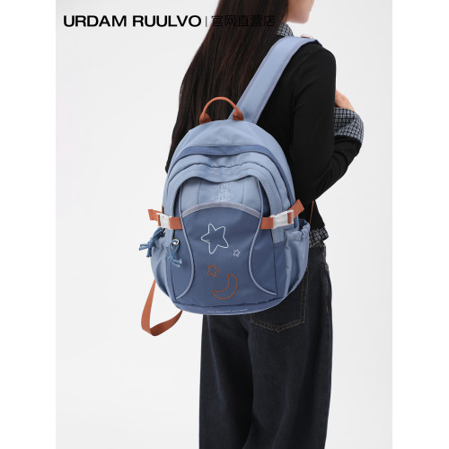 U&R可愛星星雙肩包女式2025新款時尚撞色學生書包輕便旅行小後後背包