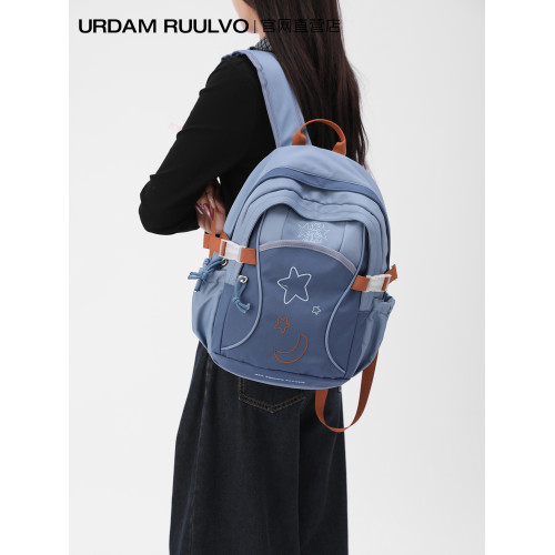 U&R可愛星星雙肩包女式2025新款時尚撞色學生書包輕便旅行小後後背包