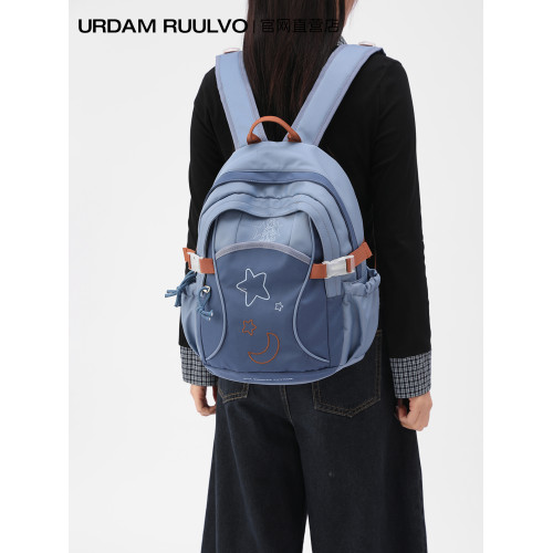 U&R可愛星星雙肩包女式2025新款時尚撞色學生書包輕便旅行小後後背包