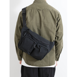 男士帆布斜後後背包運動時尚單肩包多功能工裝風大容量胸包簡約騎行包