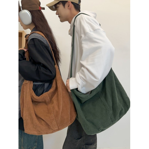 韓版文藝森系燈芯絨包慵懶風斜後後背包大容量百搭簡約休閒復古單肩包