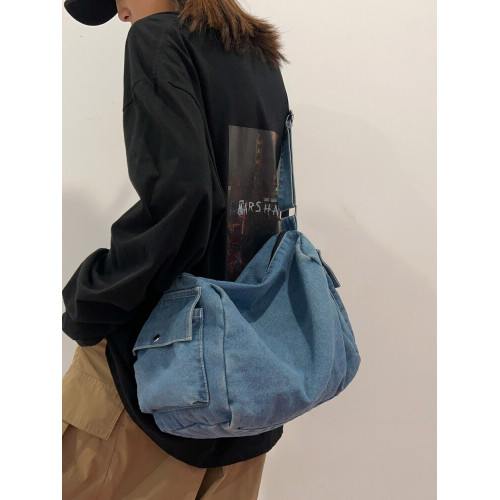 牛仔帆布包男款工裝潮牌單肩挎包港風原宿郵差包男女大學生斜後後背包 牛仔帆布包男款工裝潮牌單肩挎包港風原宿郵差包男女大學生斜後後背包