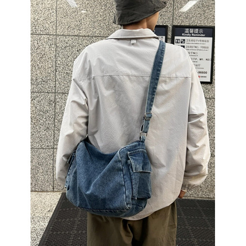 牛仔帆布包男款工裝潮牌單肩挎包港風原宿郵差包男女大學生斜後後背包 牛仔帆布包男款工裝潮牌單肩挎包港風原宿郵差包男女大學生斜後後背包