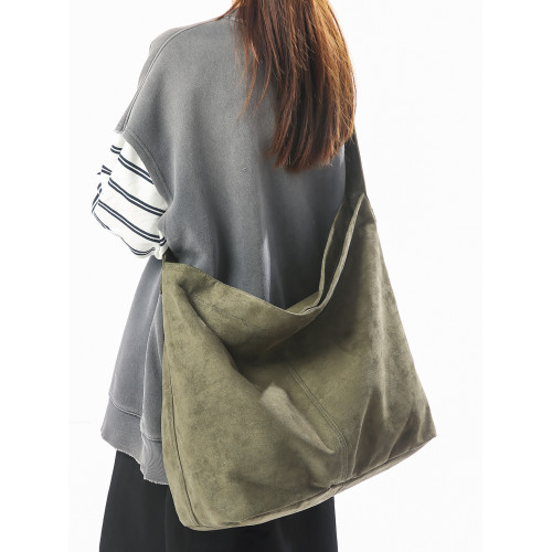 潮牌麂皮絨斜後後背包男生大容量休閒百搭旅行輕便後後背包女大學生單肩包