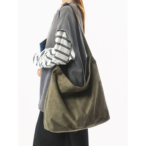 潮牌麂皮絨斜後後背包男生大容量休閒百搭旅行輕便後後背包女大學生單肩包