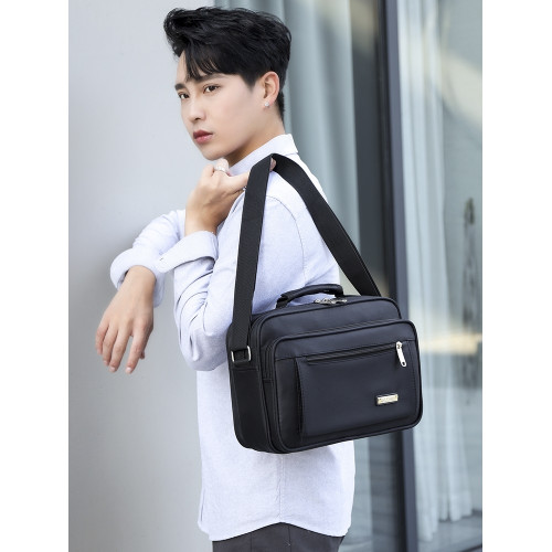 男包立款單肩斜後後背包牛津布做生意包商務男士包橫款收錢包手提男式