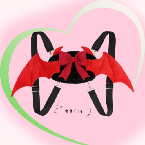 原創可愛小天使惡魔翅膀少女漫展萬聖節包包lolita二次元毛絨雙肩