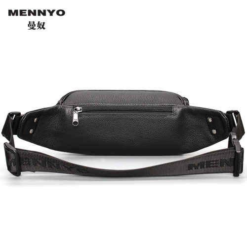 MENNYO男士斜後後背包真皮跑步休閒戶外運動腰包多功能手機包YKK拉鍊