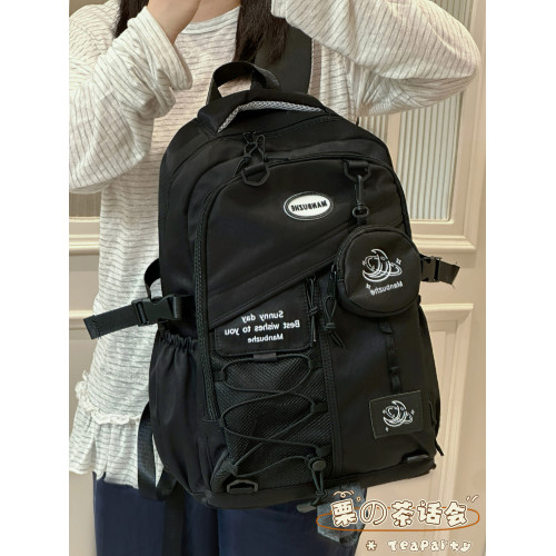 茶話會小衆潮牌雙肩包男女生初中高中學生書包百搭大容量電腦後後背包