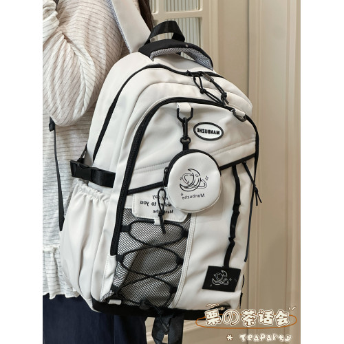 茶話會小衆潮牌雙肩包男女生初中高中學生書包百搭大容量電腦後後背包